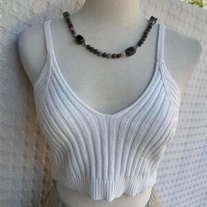 White Ribbed Crop Top